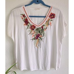 Solitaire Blouse with Floral Detail